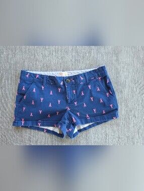 So Navy Shorts with Pink Lobster Embroidery